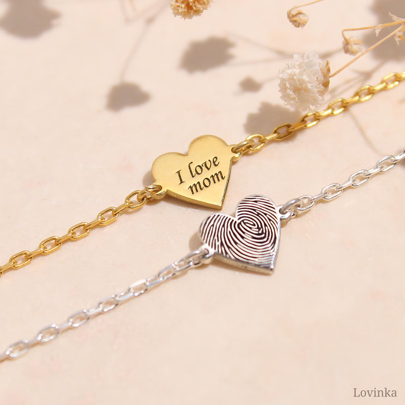 Stainless Steel Fingerprint Love Bracelet Mom's Name Engraved Mother's Day Gift Cross-Border Popular Emotional Commemorative Jewelry