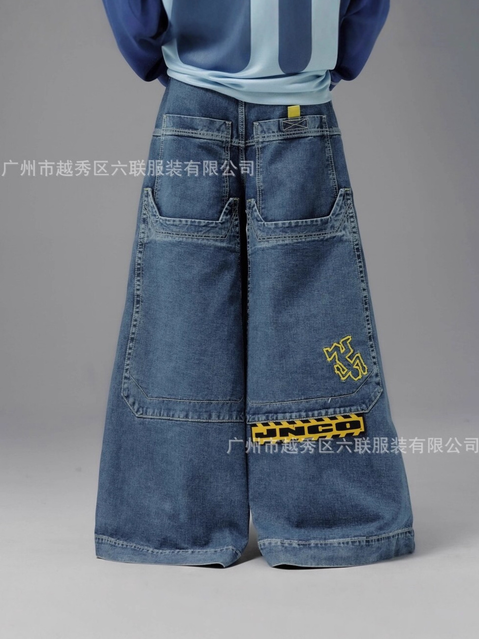 Jnco nuevo cross-border American hip-hop jeans hombre lavado con agua pantalones de piernas largas bordados de cintura baja pantalones rectos