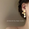 Advanced retro white tea, metal small design earrings from pearl, high-quality style, French retro style