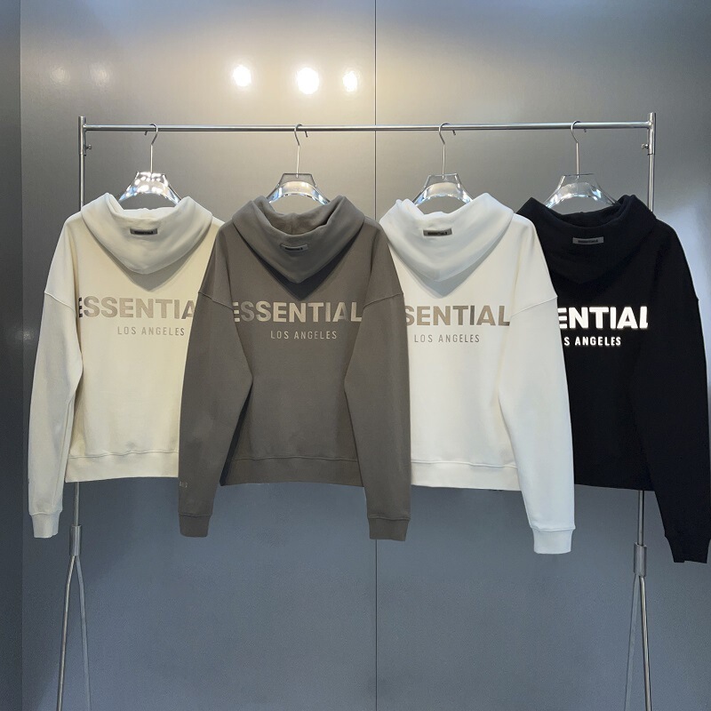Ess Multi-Thread Sweatshirt Los Angeles Limited Back Letter Reflective Youth Loose Shoulder Hooded Autumn and Winter Sweatshirt for Men