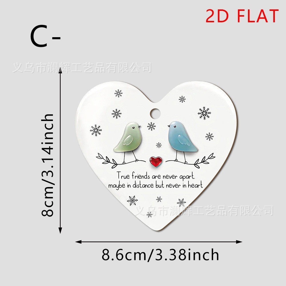 Colgante transfronterizo venta caliente en forma de corazón decoración de amistad decoración plana 2D sub