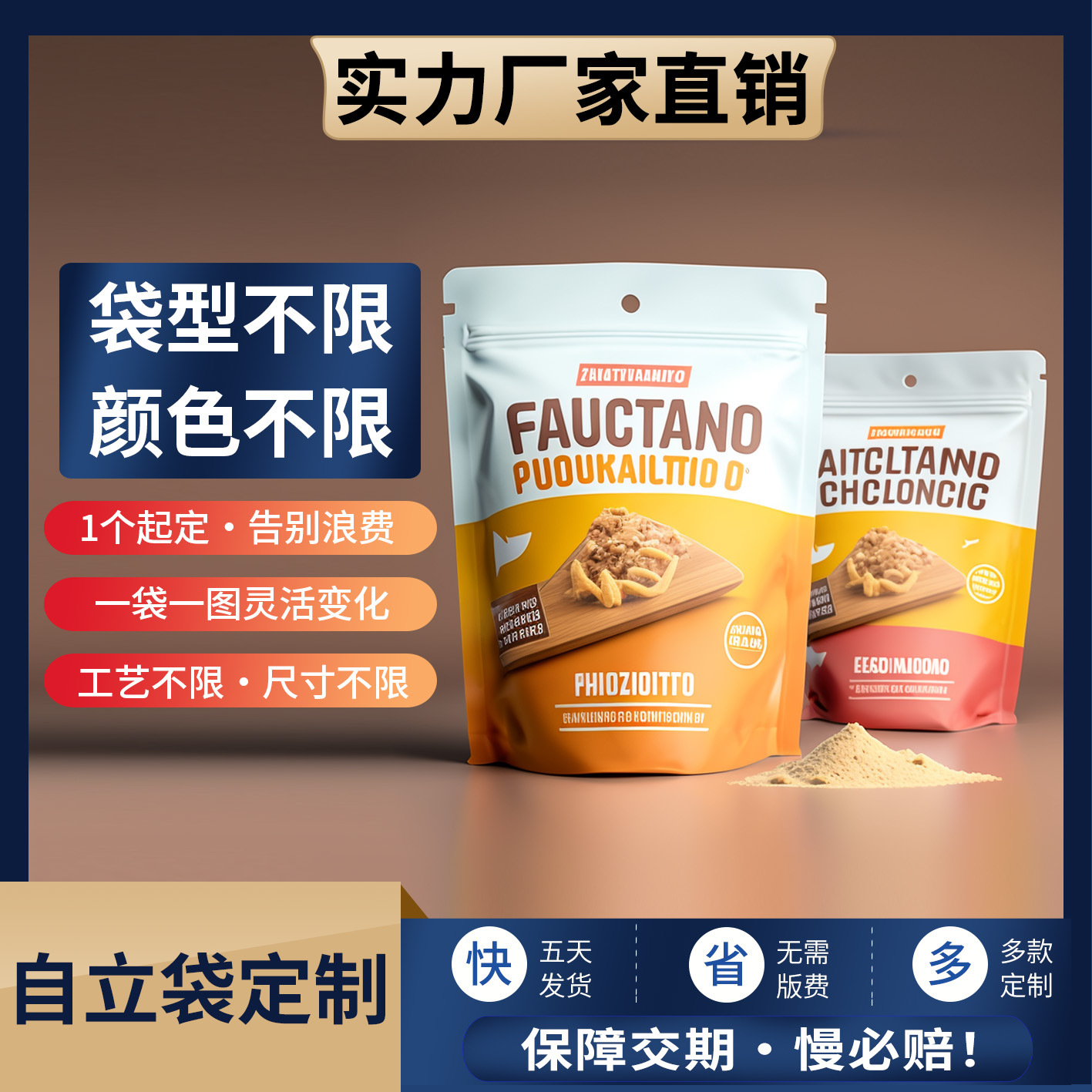 零食饼干坚果大礼包食品包装袋印刷开窗宠物食品自立自封类拉链袋