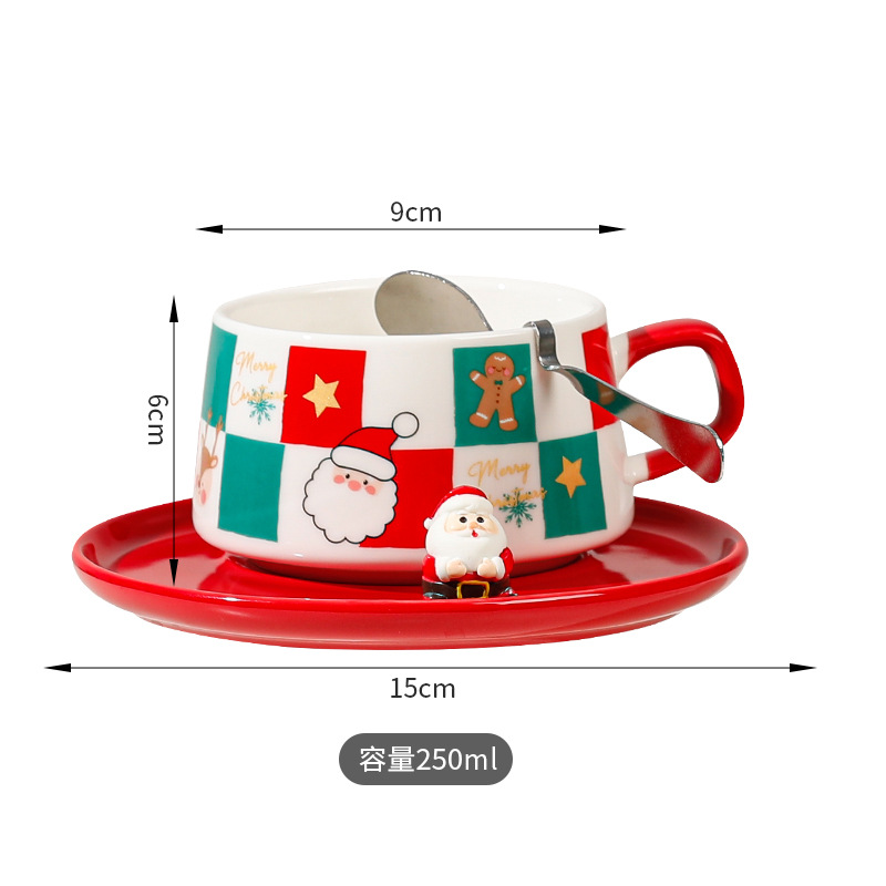 Taza de café navideño de color de alto valor transfronterizo Taza de cerámica Taza de ensalada Plato Taza de leche de desayuno Taza casera Disco divisor