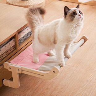 Balcony Wooden Cat Hammock Balcony Window Wall-mounted Cat Nest Hanging Bedside Pet Cat Nest Pet Supplies