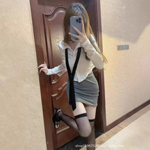 夏季社会女套装网红傲娇美同款纯欲甜辣风polo领短上衣+包臀裙