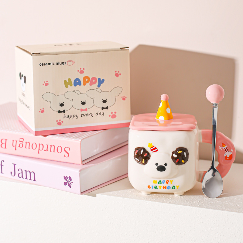 Caricatura encantadora, taza de animales, regalo de cumpleaños, taza de cerámica, taza de desayuno de leche casera