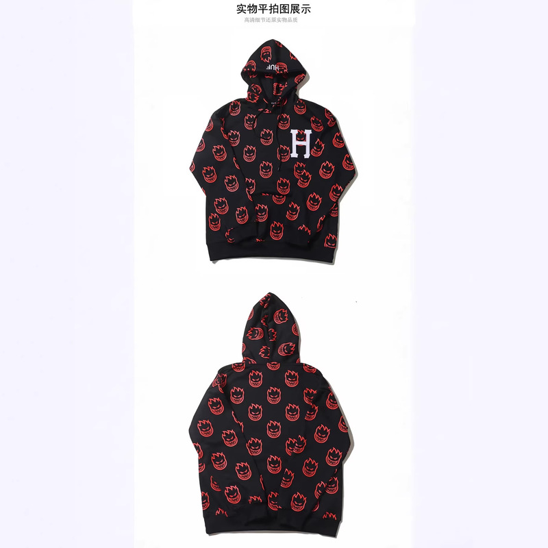 Cross-Border Exclusive Supply of American-Style Trendy Brand Huf Embroidered Full-Body Fireman Design Personalized Fleece Long-Sleeve Hooded Sweatshirt Couple's Version Cross-Border Exclusive Supply of American-Style Trendy Brand Huf Embroidered Full-Body Fireman Design Personalized Fleece Long-Sleeve Hooded Sweatshirt Couple's Version