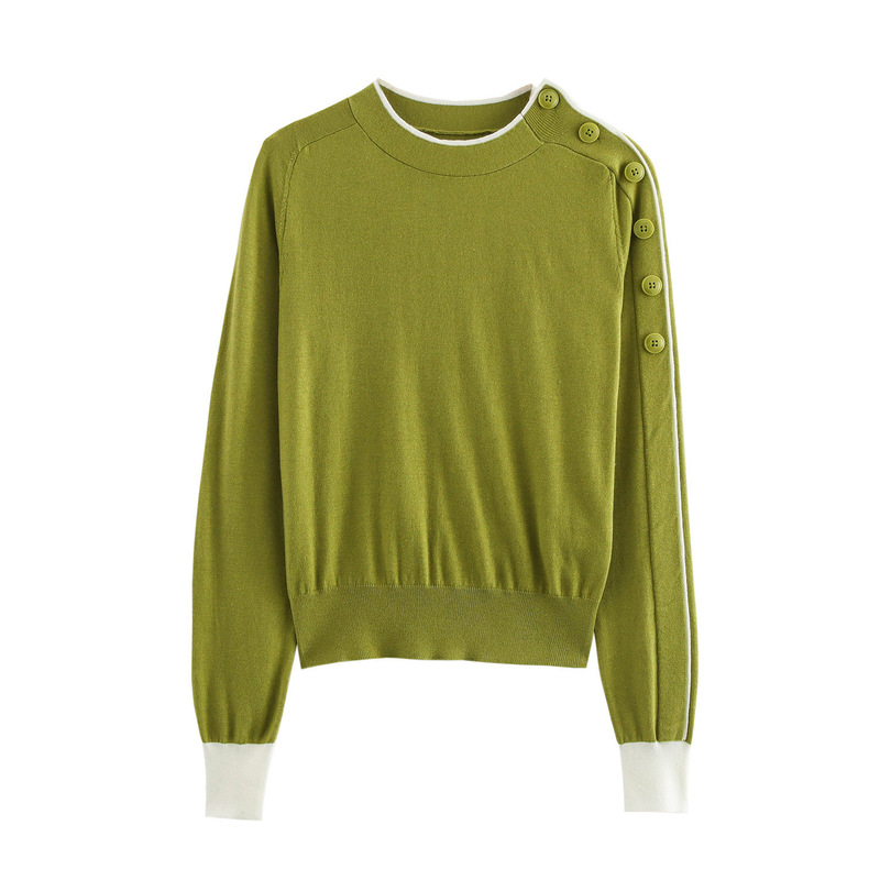 Za Cross-Border Women's Clothing Wholesale Spring New European and American Style Shoulder Button Design Long-Sleeved Knitwear 3920135