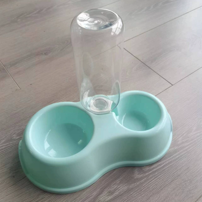 Тонкая INS круглая пластиковая двойная миска для домашних животных с бутылкой для питья для еды и питья одна миска для двойной миски для собак Macaron