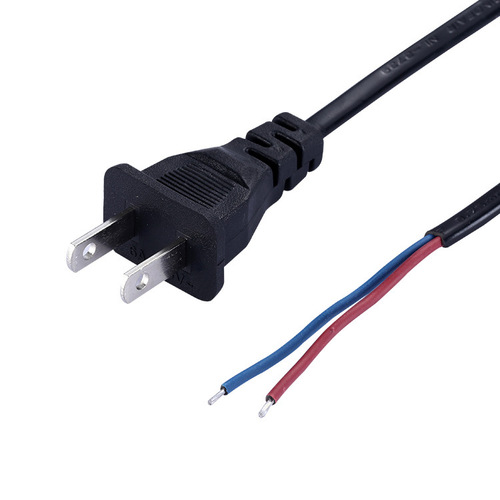 American standard power cord with hole two flat bare wire tail Japanese-style Taiwanese two-plug audio desk lamp fan tin tail AC extension