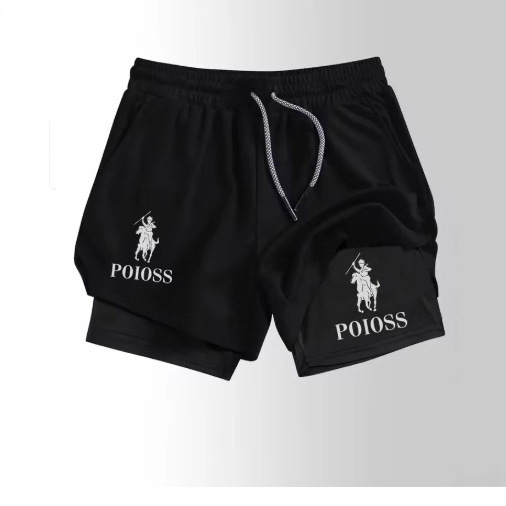 Summer 2D Printed Two-In-One Men's Shorts Gym Fitness Running Shorts with Mobile Phone Pocket Sports Shorts