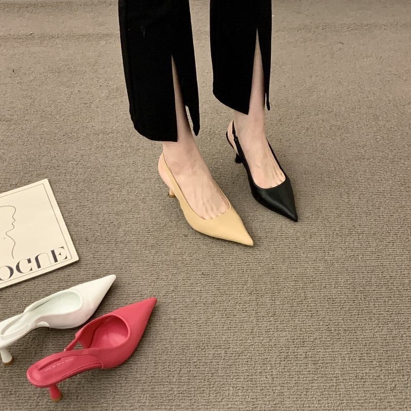 Design Sense Niche Women S Spring New Pointed After Empty Bao Head Sandals Femininity High Heel Shoes_vogvips.com