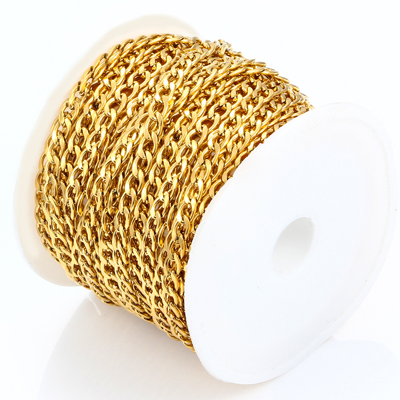 En stock cadena cubana de acero inoxidable cadena NK cadena O cadena de la cruz de color de retención de oro de vacío de moda de los hombres y las mujeres de la pulsera del collar de la cadena de bricolaje