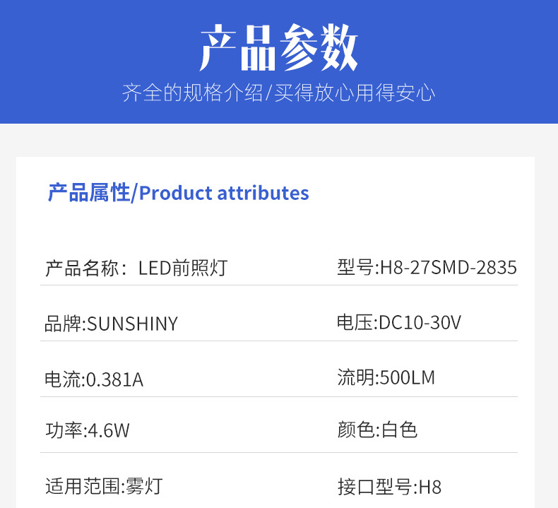 New universal LED headlamp H8 high-power car LED fog lamp 27SMD-2835 front and rear fog lamp