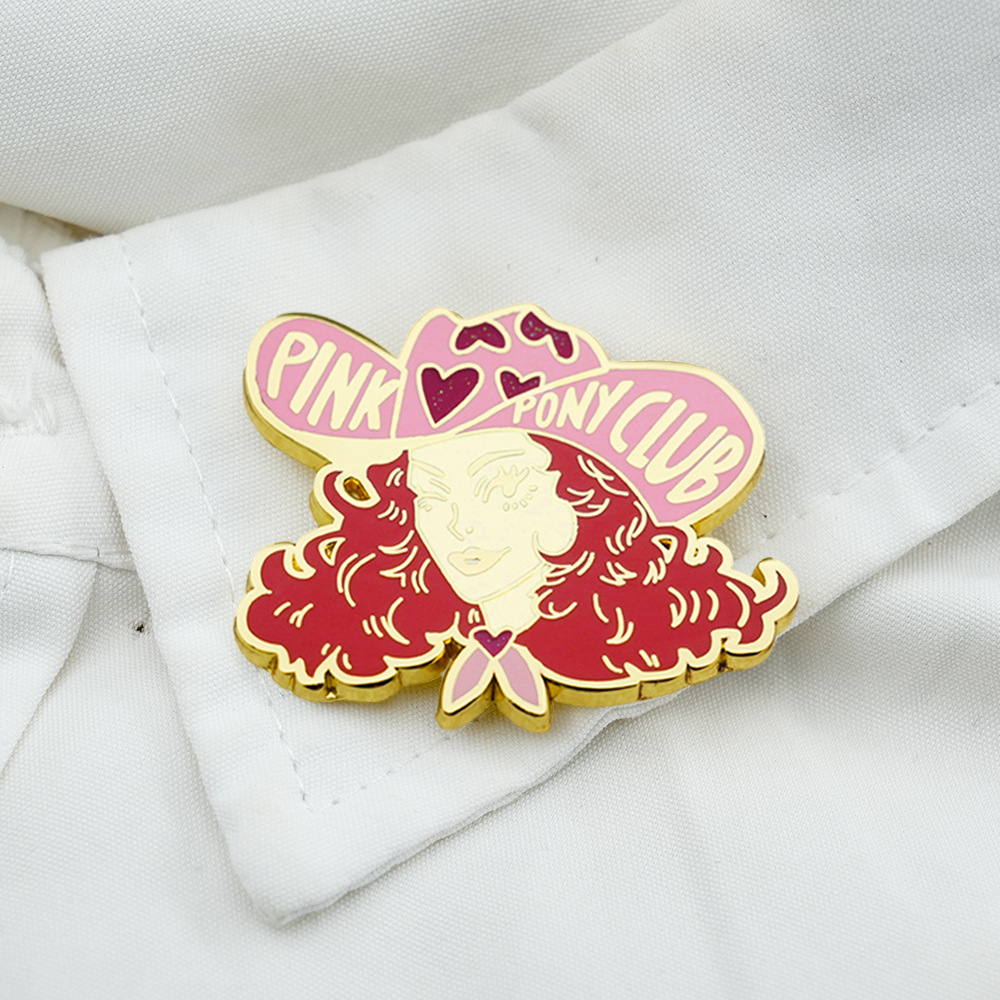 Pink Pony Club Cowgirl Enamel Pin Music Badge Creative Jewelry Fan Brooch Accessories