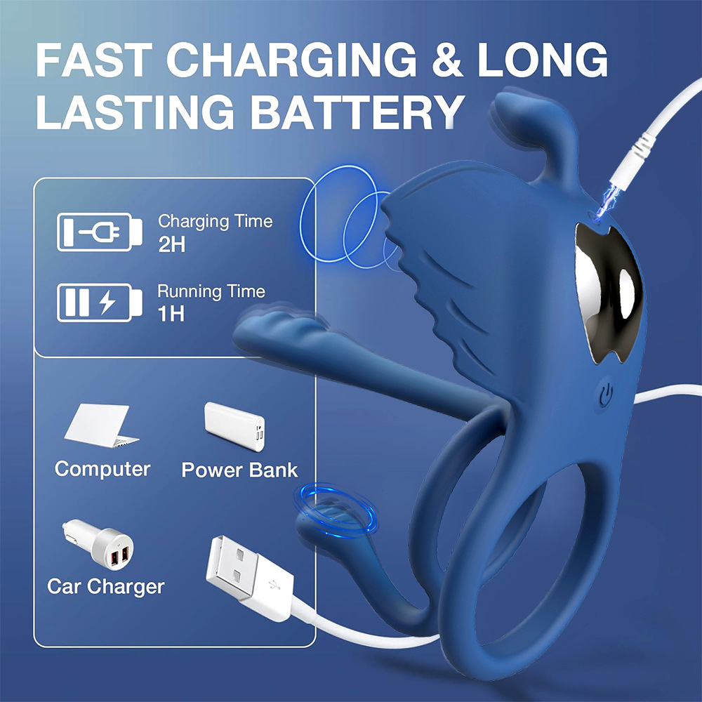 6外贸天鹅锁精环多频震动双马达无线遥控前列腺按摩器成人情趣用