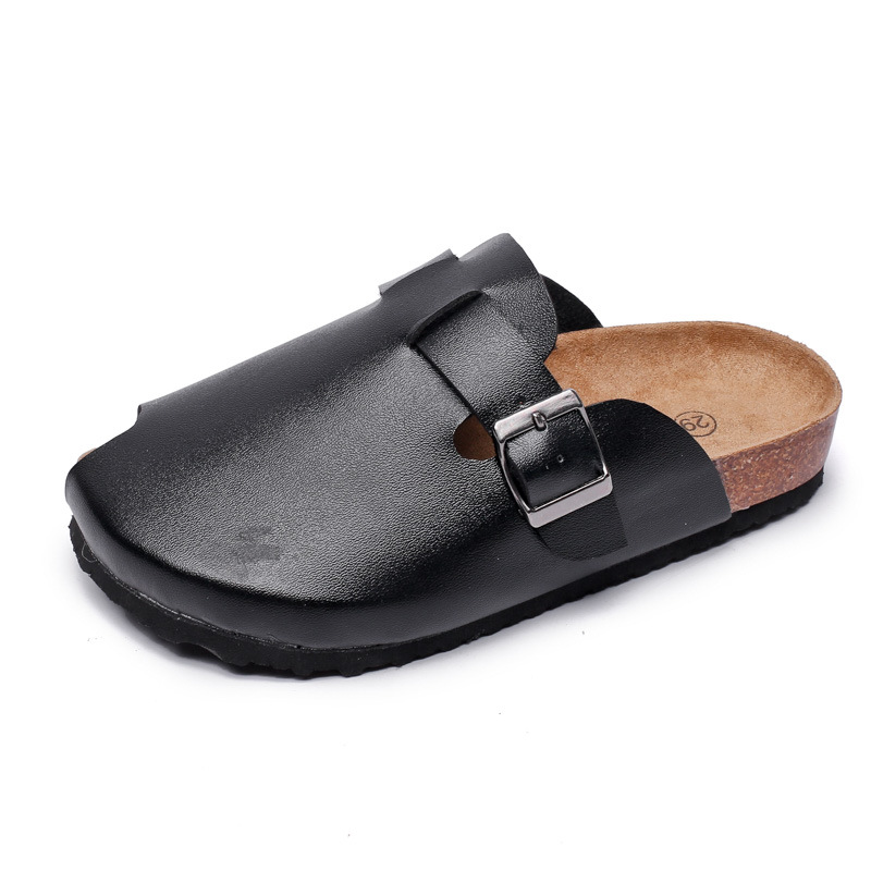 Ruizu New Spring And Autumn Children's Cork Slippers Trendy Girls' Sandals Boys' Beach Shoes Closed-Toe Korean Style_vogvips.com