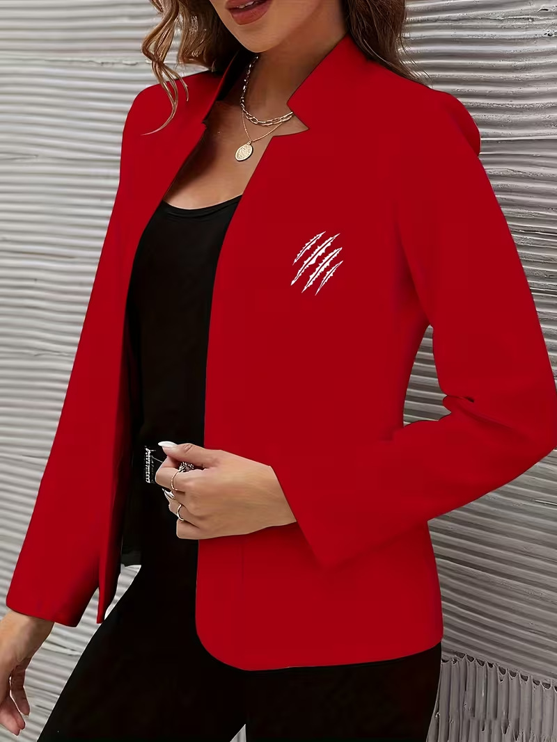 Women's Slim Fit Long Sleeve Cardigan Blazer European American Style Casual Autumn Fashion Print Coat 9001_ecoleips.com