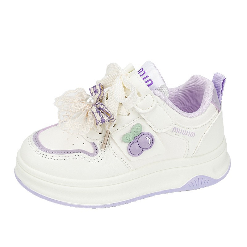 Niños zapatos de skate de altura baja zapatos casuales de niñas primavera y otoño nuevos bonitos zapatos blancos ligeros zapatos deportivos de niñas con suela suave