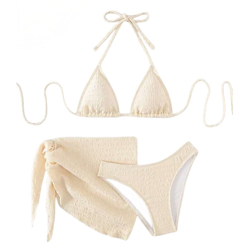 European and American foreign trade ladies split three-piece swimsuit ring hollow tube top sexy bikini swimsuit wholesale