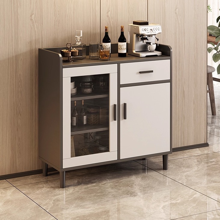 Tea Cabinet, Sideboard, Storage Cabinet, Living Room Wall Storage Cabinet, Compartment Meal Preparation Cabinet, Light Luxury Style Transparent Door Low Cabinet