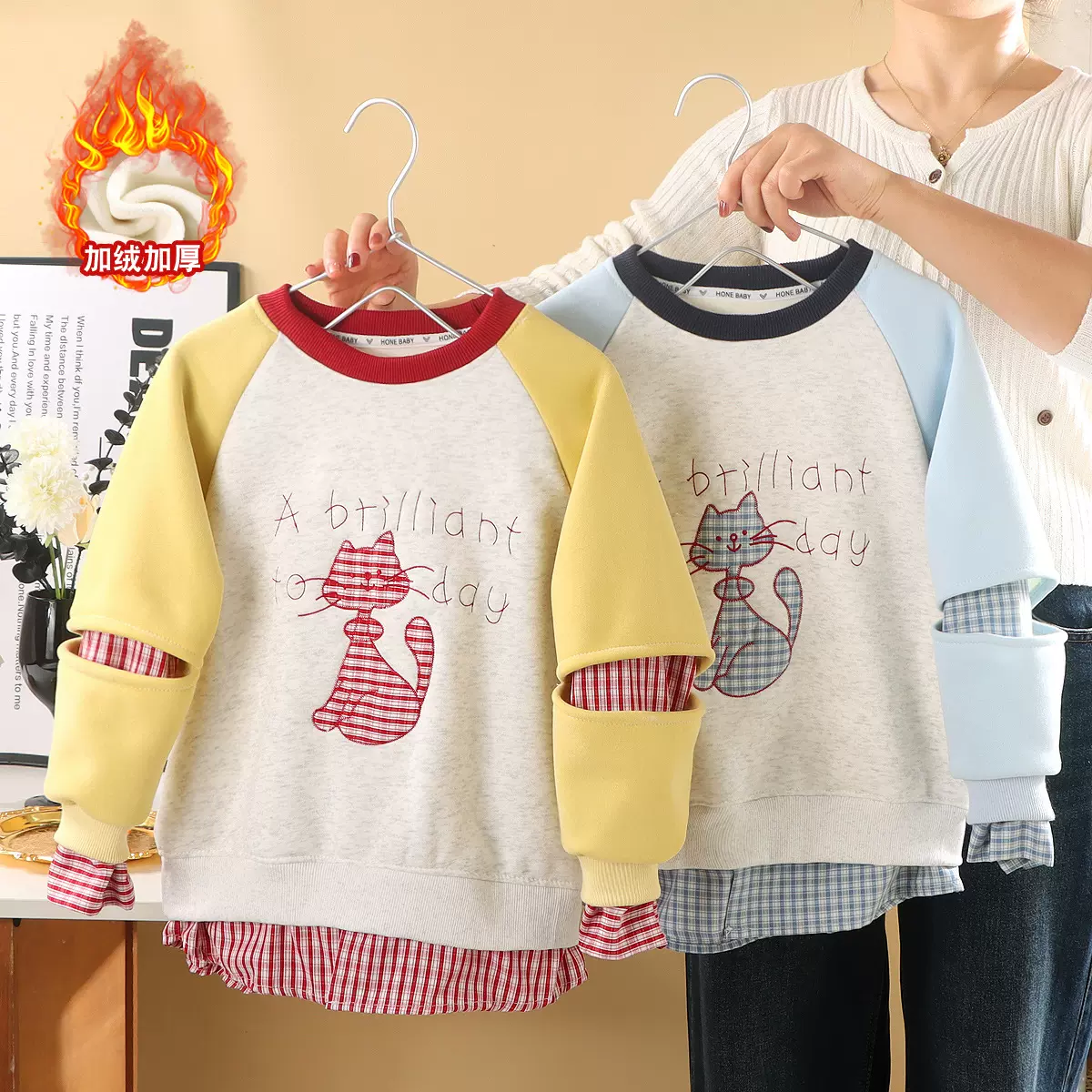 女童加绒加厚卫衣童装春秋2025新款韩版套头衫中大童儿童长袖上衣