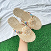 High quality slide, summer slippers, fashionable design footwear, woven flip flops, loose fit, trend of season, flowered