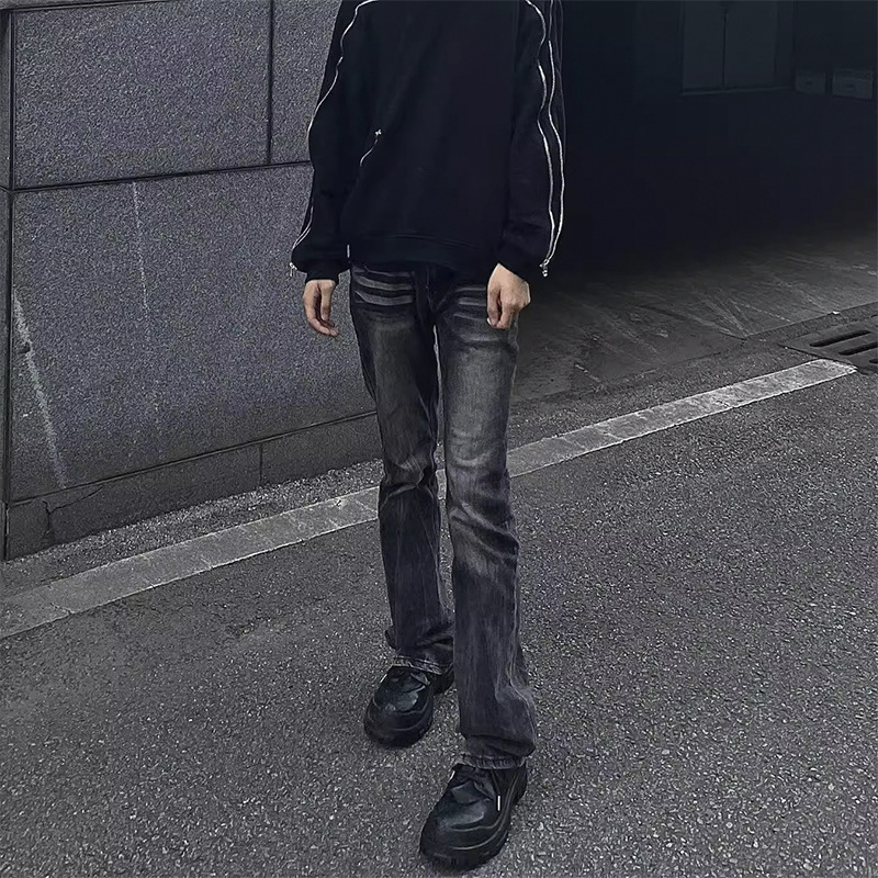 Cleanfit Marble Pattern American Retro Washed Distressed Vintage517 Loose Straight Wide Leg Jeans