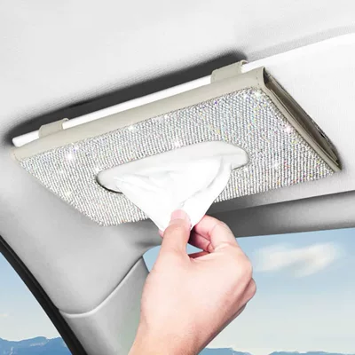 Rhinestone-Encrusted Car Tissue Box, Universal: Car tissue box/set