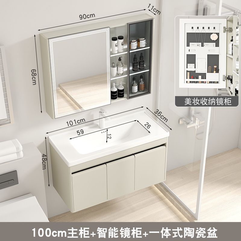 36 amplia crema de acero inoxidable lavabo baño gabinete combinación lavabo cerámica integrado pequeño apartamento Baño