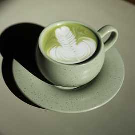 跨境山野风粗陶咖啡杯日式手冲冰咖啡杯碟欧式拉花陶瓷咖啡杯外贸