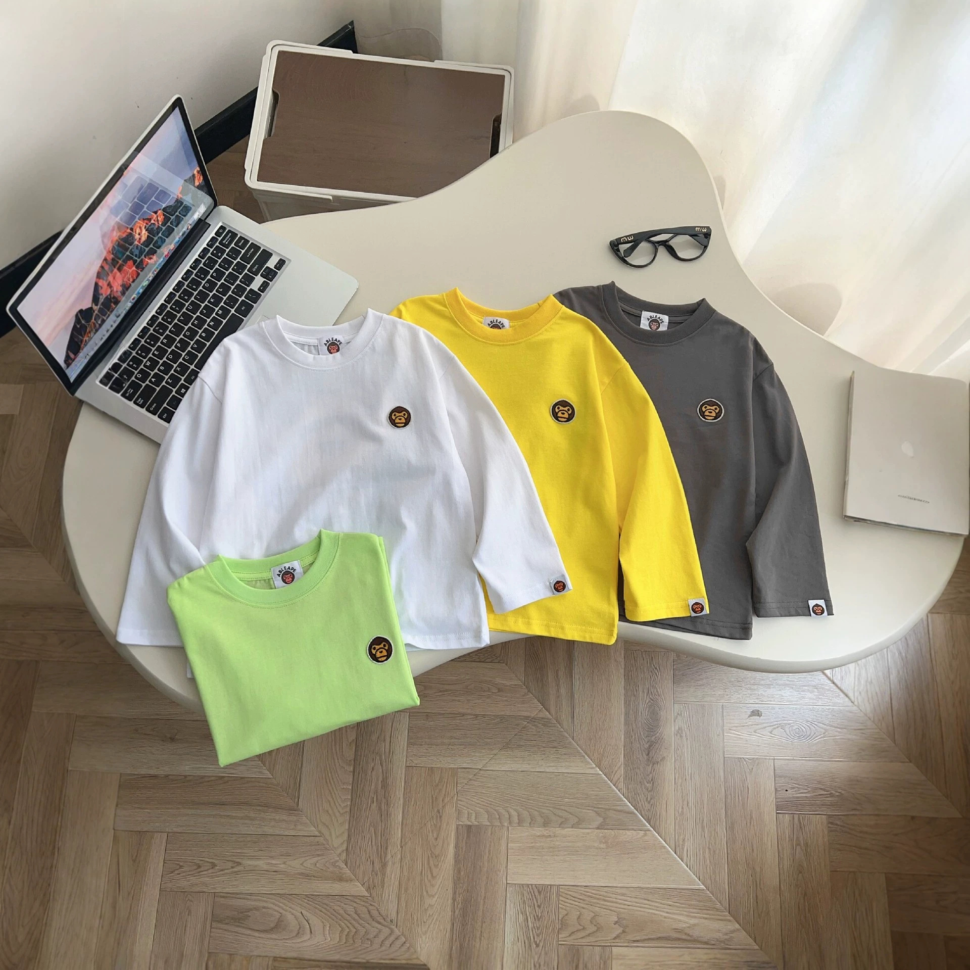 Autumn 2026 New Cotton Long-Sleeved Round Neck Korean Style T-Shirt Trendy Printed Base Shirt Casual Top for Boys and Girls