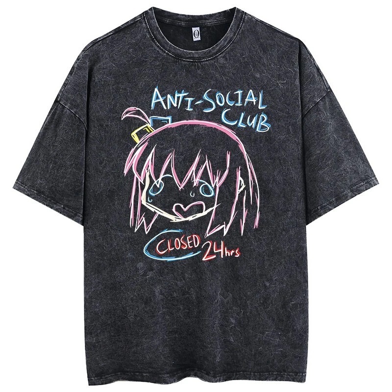 Men's large size printed t-shirt Bocchi Club music band anime Bocchi rock cotton top