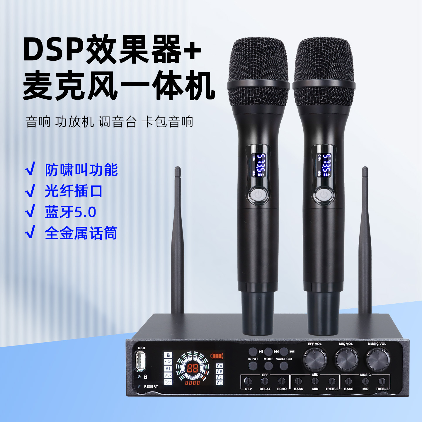 Long Sheng N 223 096 stage ksong ktv host dedicated front effect wireless microphone microphone all-in-one machine