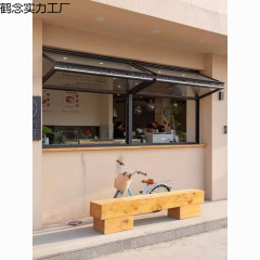 网红上下折叠窗铝合金外悬窗任意悬停上推窗咖啡奶茶店厨房出餐口