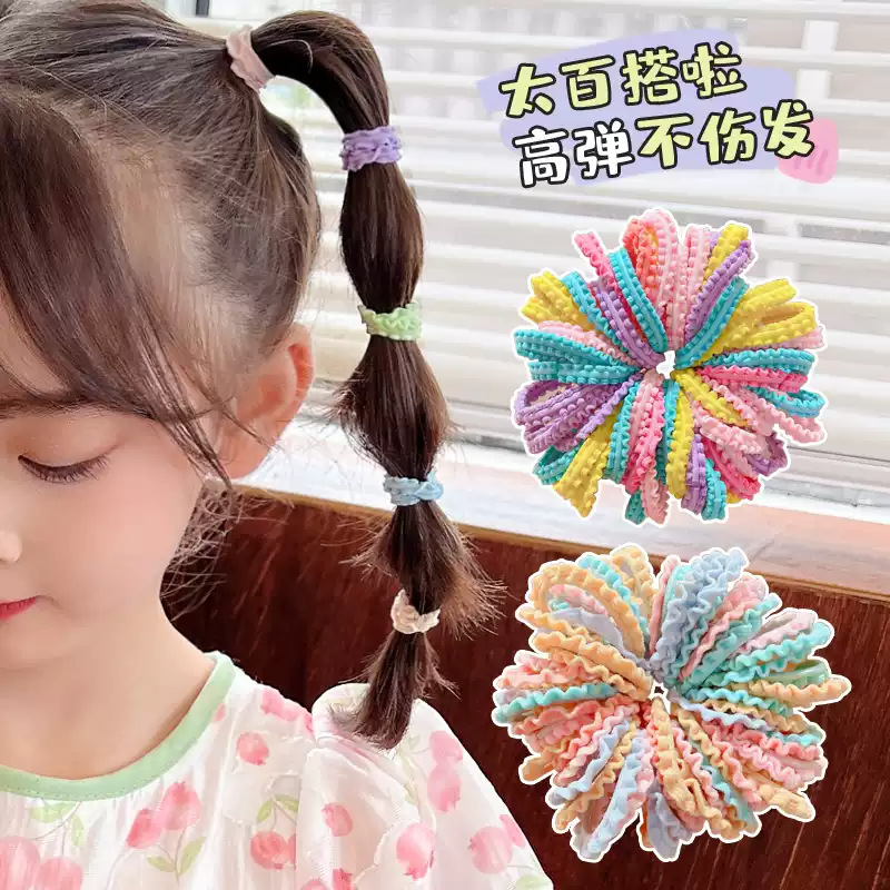 儿童彩色韩版花边编发头绳发饰 女童橡皮筋头饰裙边发圈发绳批发