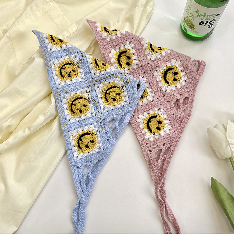 Japón encantador estilo pastoral galía de punto banda de cabello toalla triangular retrógrada francesa toalla triangular de tejido para la cabeza