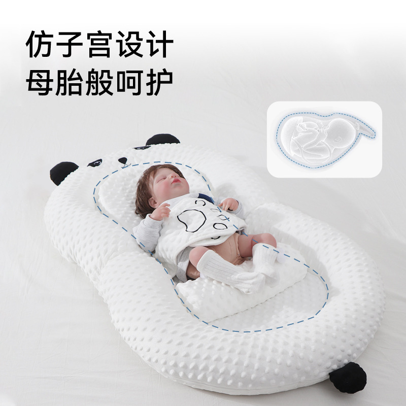 Baby crib set, newborn bionic sleeping bed, movable baby crib, anti-pinch portable crib