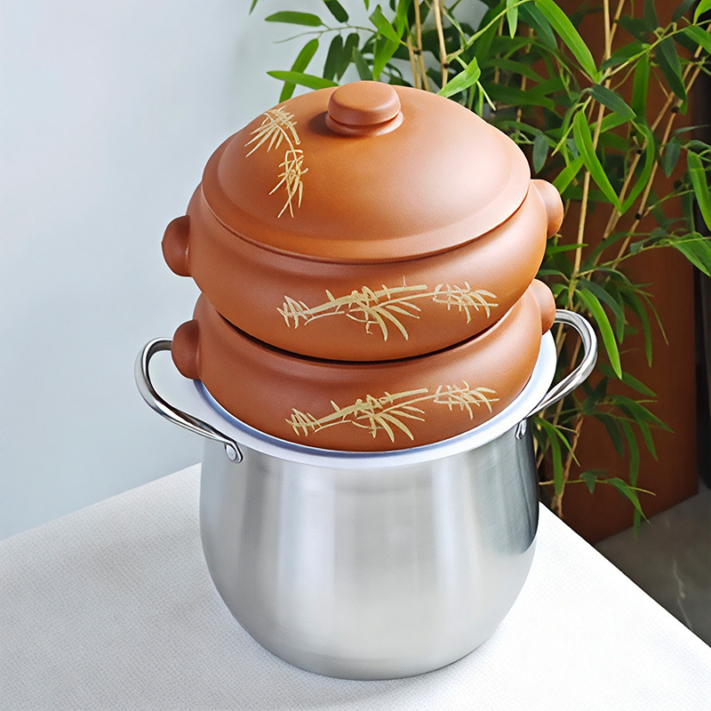 煲汤汽锅鸡汽锅紫陶紫砂气锅鸡蒸汽锅家用紫砂汽锅商用气锅套装