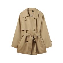 卡其色风衣外套女秋季2025新款英伦风双排扣小个子修身中款大衣女
