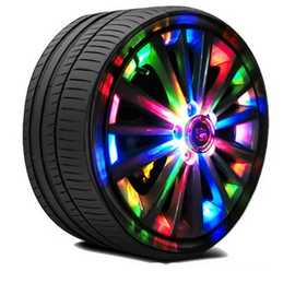 汽车摩托车太阳能轮毂灯LED轮胎灯七彩夜光气门嘴灯汽车装饰灯