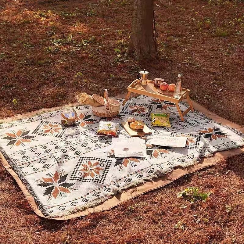 波西米亚野餐毯户外毯子沙发毯子防潮野营垫提花挂毯多功能沙发巾