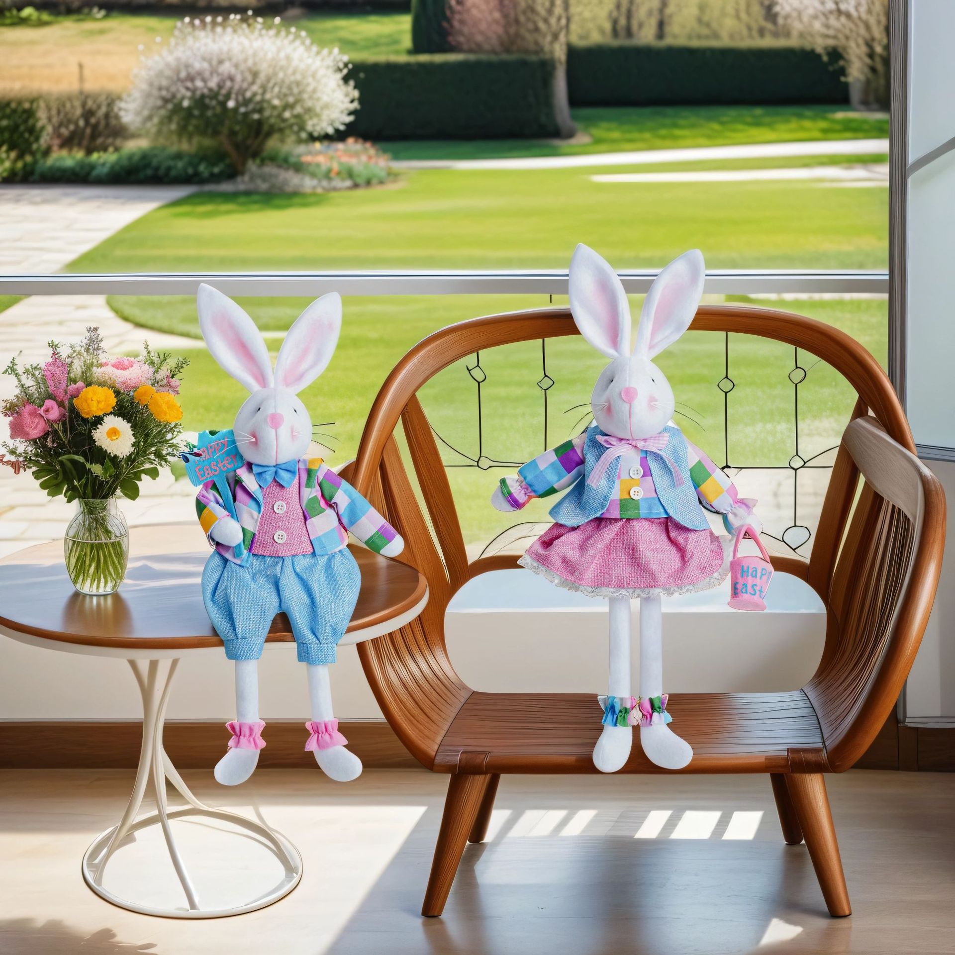 Cruz-frontera nueva muñeca de conejo de Pascua cesta de Pascua marca conejo muñeca colgante decoración del partido