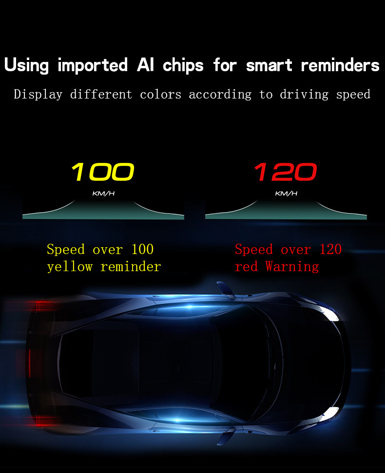Car HUD Head-Up Display GPS Overspeed Alarm Mileage Statistics Head-Up Display High-Definition Multifunctional Instrument