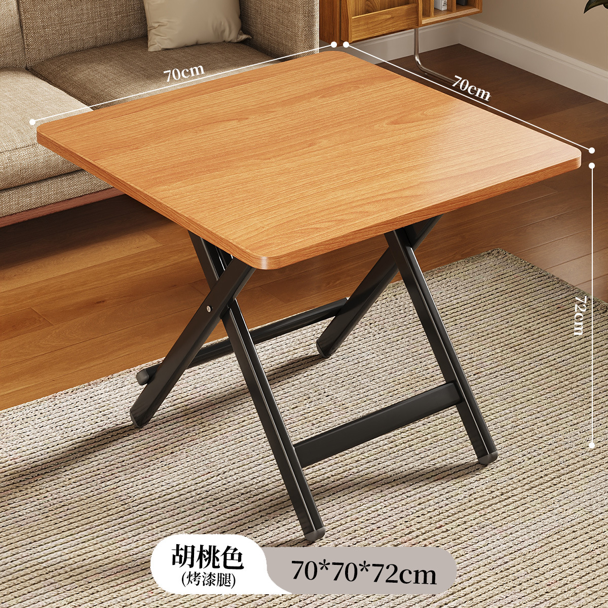 [Upgraded model] Walnut color 70*70*72 [Thickened desktop-black painted legs]