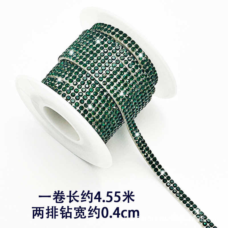 Tiras de diamantes de imitación de doble fila al por mayor con adhesivo, pegatinas de diamantes autoadhesivas, accesorios de ropa DIY, tiras de diamantes de imitación, accesorios de cristal, pegatinas de diamantes