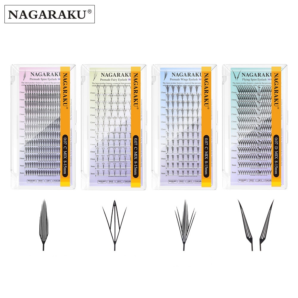 NAGARAKU caricature punta pestañas ultra suave pequeñas piezas camellia hadas de pelo agudo injerto rápido pestañas