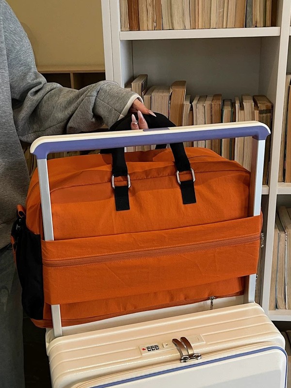 Color-Blocked Wide-Handle Luggage Suitcase with Additional Bag, Travel Handbag, Lightweight, Portable for Short Trips, Can Be Used as a Suitcase Storage Bag