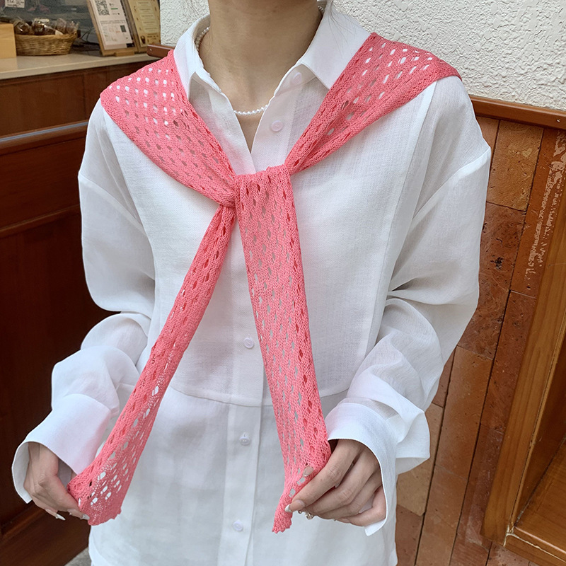 Mantón de protección solar para mujer, tejido de verano, sensación de alta calidad, habitación delgada con aire acondicionado, chaleco de color sólido, chal hueco cruzado