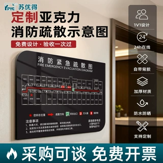 亚克力消防安全疏散图ktv逃生图酒店宾馆路线安全疏散指示牌定制